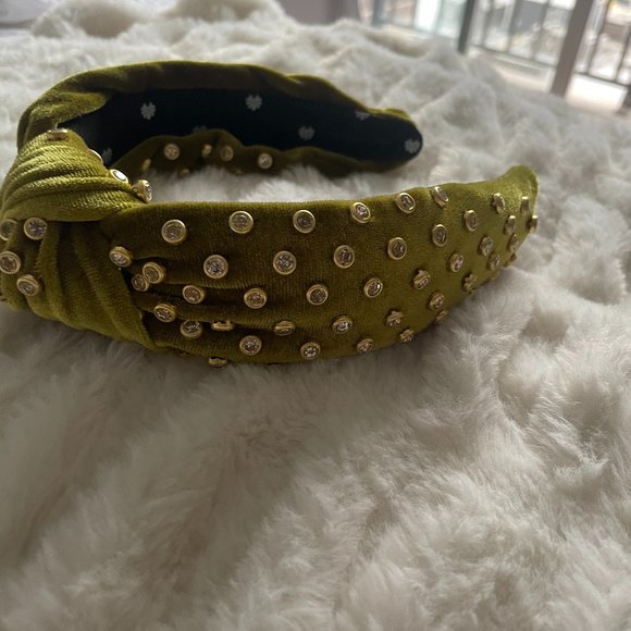 LELE SADOUGHI Velvet Crystal Headband In Yellow Green - Picture 3 of 3